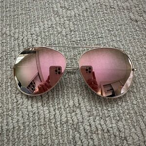 large Aviator Sunglasses with Pink Lenses